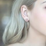 Pink Quartz Women's Earrings 925 Silver Studs Engagement Jewelry