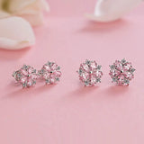 Pink Quartz Women's Earrings 925 Silver Studs Engagement Jewelry