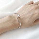 Silver 925 Jewelry Distortion Open Bangles Women