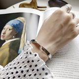 Silver 925 Jewelry Distortion Open Bangles Women