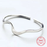 Silver 925 Jewelry Distortion Open Bangles Women