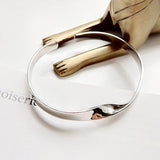 Silver 925 Jewelry Distortion Open Bangles Women
