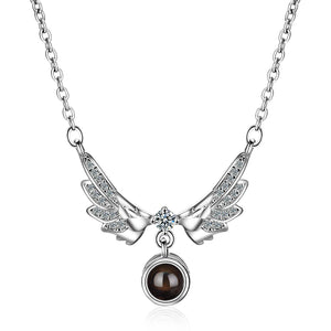 925 Silver Zirconia Angel Wings Necklace Fine Jewelry