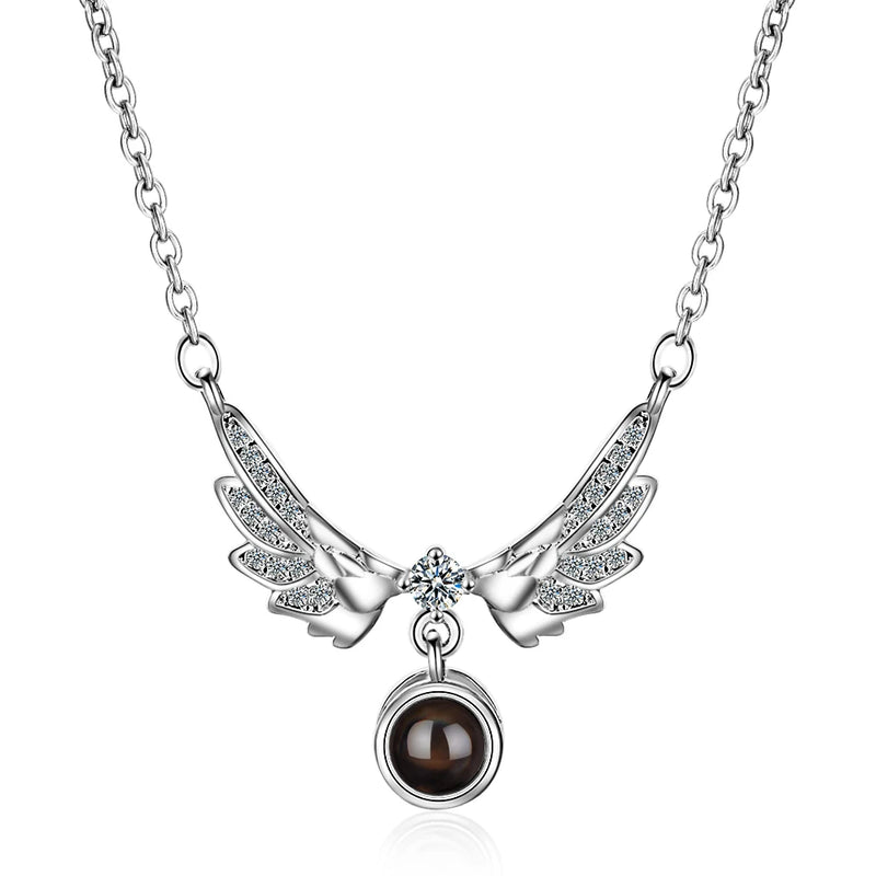 925 Silver Zirconia Angel Wings Necklace Fine Jewelry