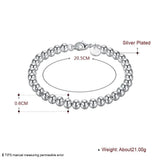 925 Silver 6mm Round Beads Charm Bracelet For Women Lady