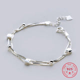 925 Silver Beads Double Box Chains Women Bracelets Jewelry