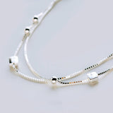925 Silver Beads Double Box Chains Women Bracelets Jewelry