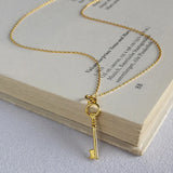 925 Silver Keys Pendant Choker Necklace Women's Jewelry