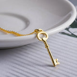 925 Silver Keys Pendant Choker Necklace Women's Jewelry