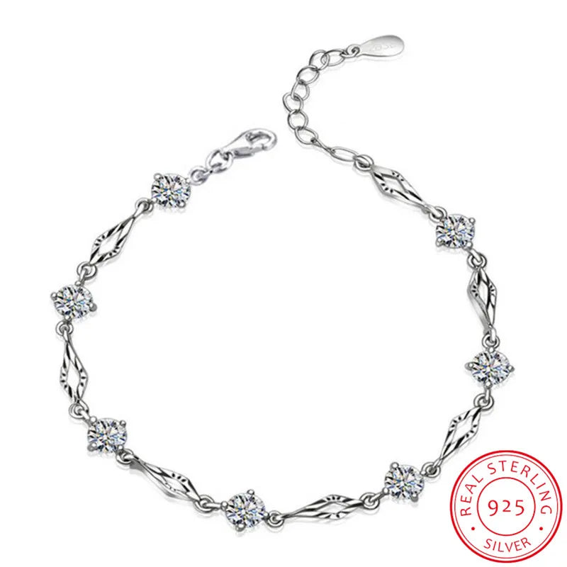 925 Silver Zirconia Bracelets Women Crystal Fine Jewelry pulseira