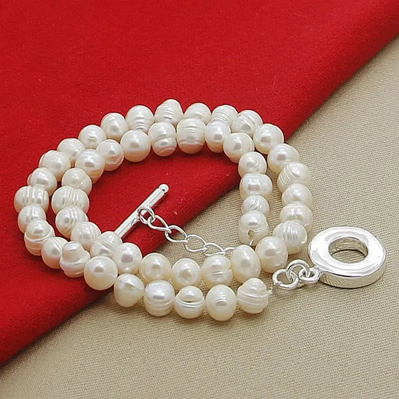 925 Silver Freshwater Pearl Necklace Wedding Jewelry