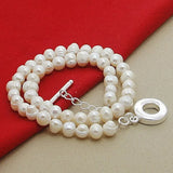 925 Silver Freshwater Pearl Necklace Wedding Jewelry