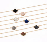 Geometric Resin Plated Druzy Pendant Necklace for Women
