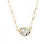 Geometric Resin Plated Druzy Pendant Necklace for Women