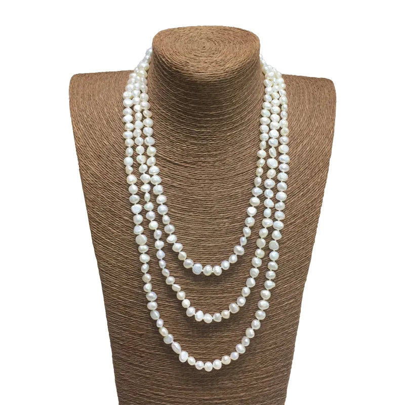 Long Freshwater Pearl Necklace Baroque Sweater Jewelry Gift