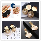 Clip Earrings Golden Round Ball Geometric Design for Women