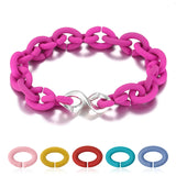 European Style Women's Bracelet with 8 Charms & 10 Hard Rubber X Design