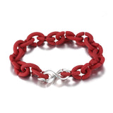 European Style Women's Bracelet with 8 Charms & 10 Hard Rubber X Design