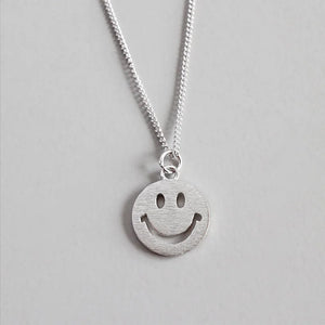 925 Sterling Silver Smile Face Pandent Necklace Jewelry