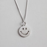 925 Sterling Silver Smile Face Pandent Necklace Jewelry