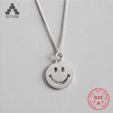 925 Sterling Silver Smile Face Pandent Necklace Jewelry