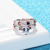 Silver Wedding Rings Sets Bridal Classic Engagement Band Rings For Women