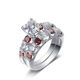 Silver Wedding Rings Sets Bridal Classic Engagement Band Rings For Women