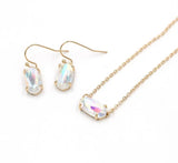 Oval Faceted Dichroic Crystal Stone Pendant Necklace