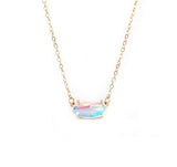 Oval Faceted Dichroic Crystal Stone Pendant Necklace