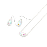 Oval Faceted Dichroic Crystal Stone Pendant Necklace