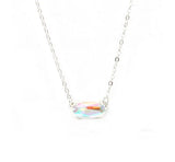 Oval Faceted Dichroic Crystal Stone Pendant Necklace