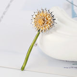 Green Dandelion Flower Enamel Brooches Women Men's Weddings Plants Brooch Pins
