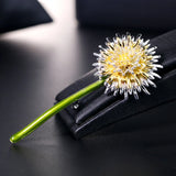 Green Dandelion Flower Enamel Brooches Women Men's Weddings Plants Brooch Pins