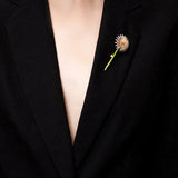 Green Dandelion Flower Enamel Brooches Women Men's Weddings Plants Brooch Pins