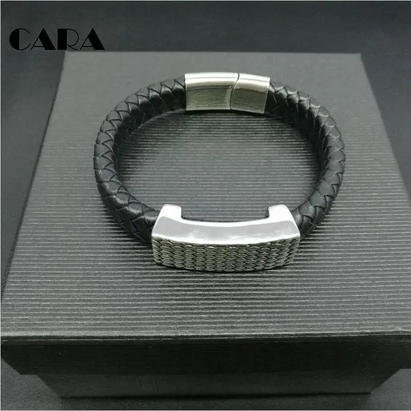 Brown Braided Leather Bracelet for Men