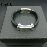 Brown Braided Leather Bracelet for Men