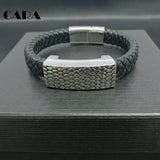 Brown Braided Leather Bracelet for Men