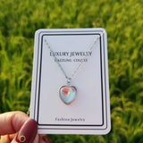Heart Moonstone Necklace 925 Silver Clavicular Chain