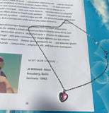 Heart Moonstone Necklace 925 Silver Clavicular Chain