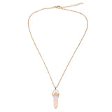 Hexagonal Column Quartz Pink Crystal Necklace Pendant Women Jewelry