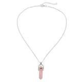Hexagonal Column Quartz Pink Crystal Necklace Pendant Women Jewelry