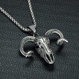 Horn Goat Skull Pendant 316L Stainless Steel Soild Skull Sheep Pendant