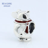 Christmas Polar Bear Charm Red Enamel 925 Sterling Silver