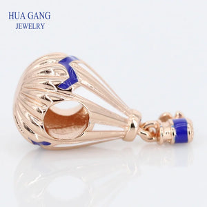 925 Silver Rose Air Balloon Charm Bracelet Necklace Gift Jewelry