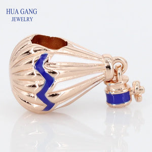 925 Silver Rose Air Balloon Charm Bracelet Necklace Gift Jewelry