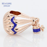 925 Silver Rose Air Balloon Charm Bracelet Necklace Gift Jewelry