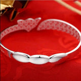 925 Sterling Silver Fox Open Bracelet Bangle Christmas Jewelry