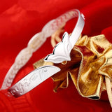 925 Sterling Silver Fox Open Bracelet Bangle Christmas Jewelry