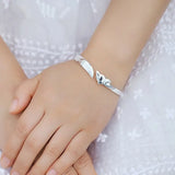 925 Sterling Silver Fox Open Bracelet Bangle Christmas Jewelry
