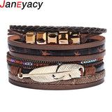 Alloy Feather Leather Bracelet Multicolor Pulseira Senhora